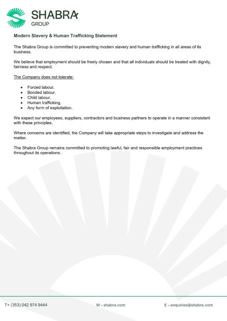 Shabra Group Modern Slavery and Human Trafficking Statement