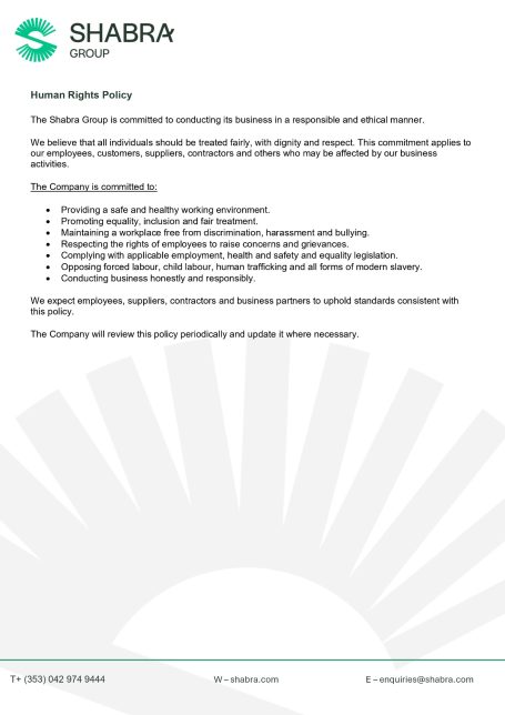 Human Rights Policy Shabra Group Human Rights Policy document